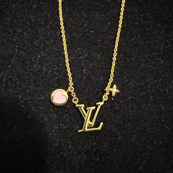 Louis Vuitton Gold and Pink Heart Necklace Collection - Picture 1 of 7